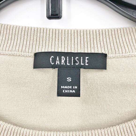 Carlisle Sweater Womens Small Cream Silk Blend Crew Neck Ribbed Trim Pullover - Picture 6 of 8